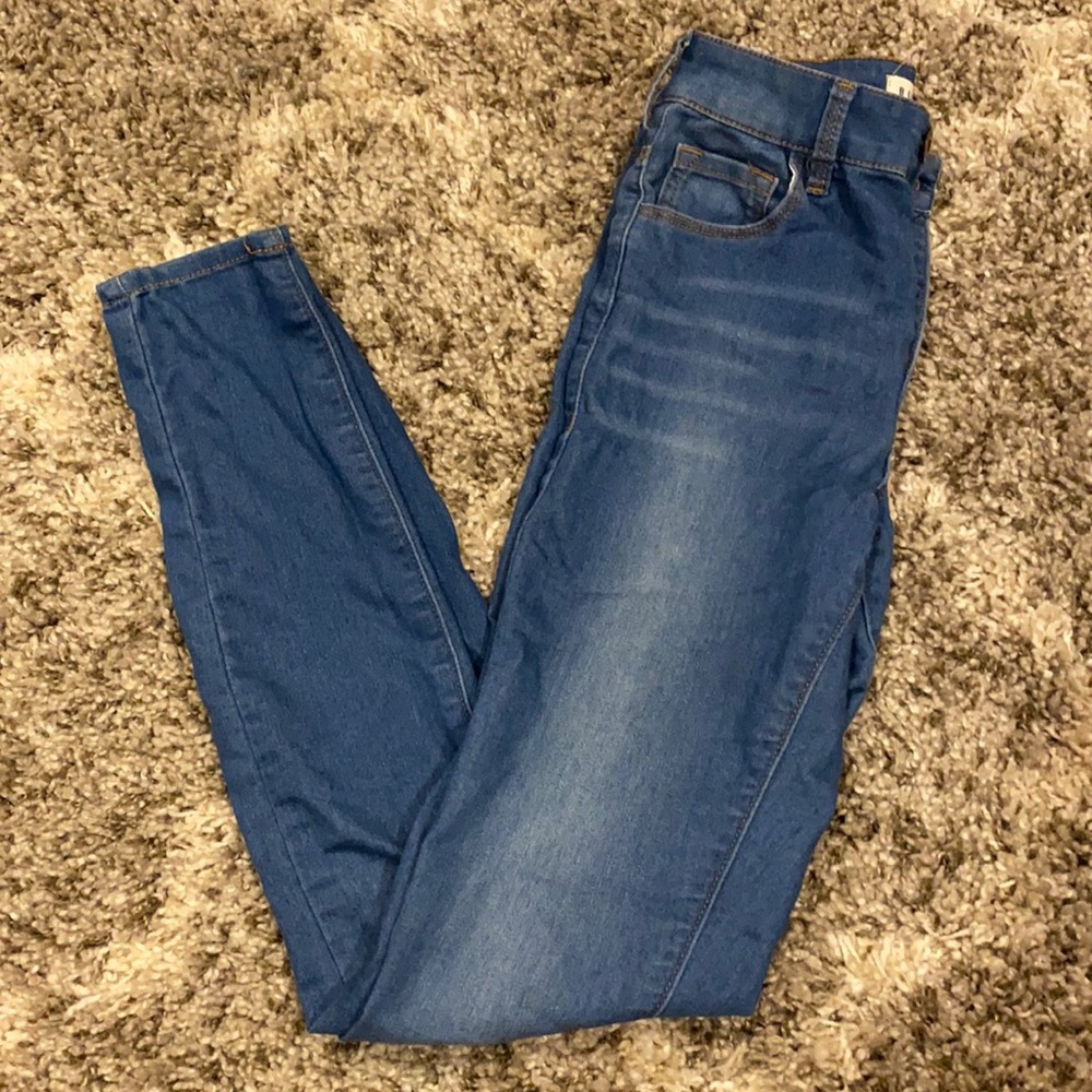 Bullhead Super Stretch Mid Rise Skinny Jeans Size 0 Blue Denim Super Soft